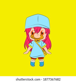 girl laughing out loud, streetwear or t-shirt design