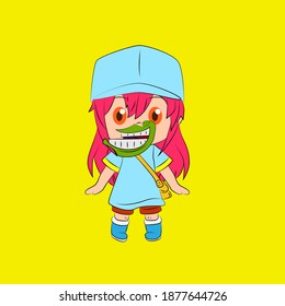 girl laughing out loud, streetwear or t-shirt design