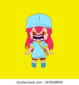 girl laughing out loud, streetwear or t-shirt design