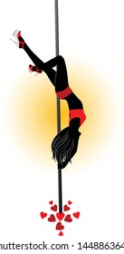 Girl in a lay back pole dance pose