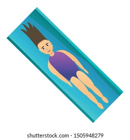 Girl lay on pool mattress icon. Cartoon of girl lay on pool mattress vector icon for web design isolated on white background