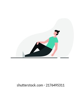 A girl laying down to relax. a girl doing a yoga pose. a woman exercising. Vector illustration