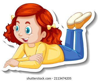 A girl laying on the floor cartoon character illustration
