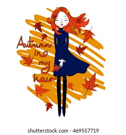 Girl and leaf vector isolated