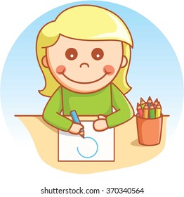 Girl learn drawing
