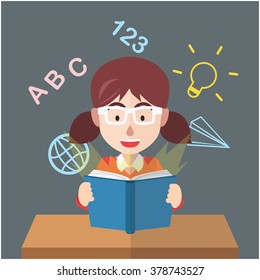 Girl learn math