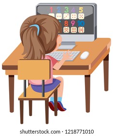 Mädchenlernen mit Computergrafik