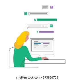 Girl learning lesson on computer