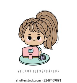 niñas aprendiendo ilustración vectorial en línea