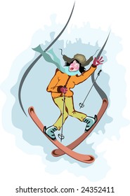 girl learning to ski