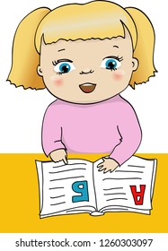 Girl learns to read.