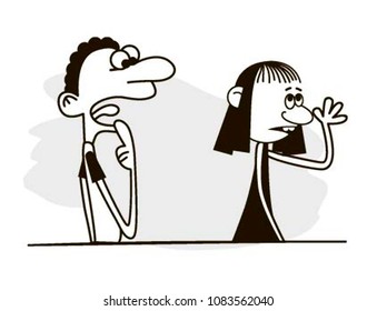 Girl leaves her boyfriend. Vector Illustration. Bad habits.