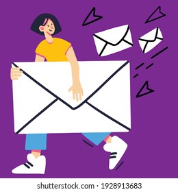 girl letter mail send receive