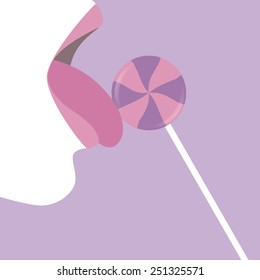 Girl licking purple lollipop