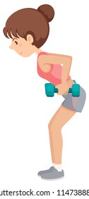 A girl lifting the dumbbell illustration