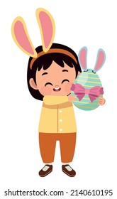 girl lifting easter egg character