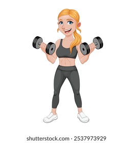 girl lifting weight workout vector