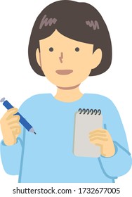 
Girl in light blue clothes / taking notes