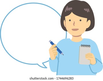 
Girl in light blue clothes / taking notes