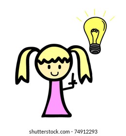 Girl with light bulb