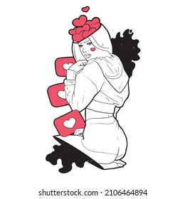a girl with likes on social networks. follow me