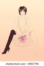 The girl with a lily in a hand. Vector