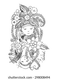 Girl Line Art Vector