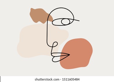 Girl line portrait. Line art illustration, stylish hand drawn trendy line portrait art. Vector illustration. Modern abstract graphic element. Monochromatic print for clothes