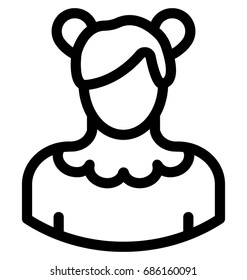 Girl Line Vector Icon 
