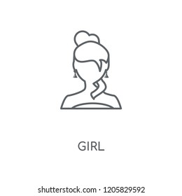 Girl linear icon. Girl concept stroke symbol design. Thin graphic elements vector illustration, outline pattern on a white background, eps 10.