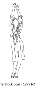 Girl in a linear style. Vector illustration.