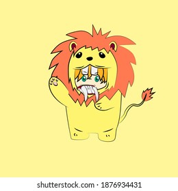 girl with lion costume. good use for sticker streetwear or t-shirt design