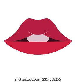 icono del icono de la ilustración de vector plano de labios de chica