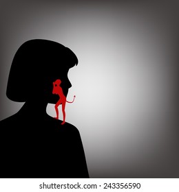 Girl listening to a devil.