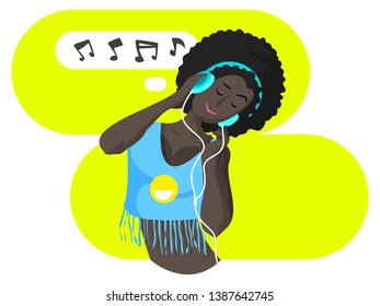 The girl is listening to music and dancing cheerfully.