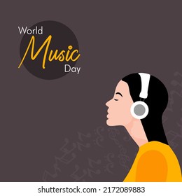 Girl Listening Music on World Music Day