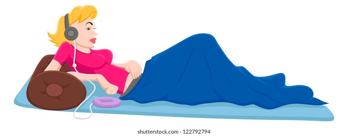 Girl Listening Music Vector