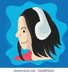 girl listening music vector flat illustration design clean and unique latest