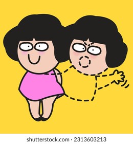 Girl Living With Her Mood Swings Or Bipolar Disorder Mode Concept Card Character illustration