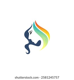 Girl logo with beauty design template, colorful style