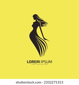 girl logo icon silhouette design template vector illustration young woman logo symbol isolated.