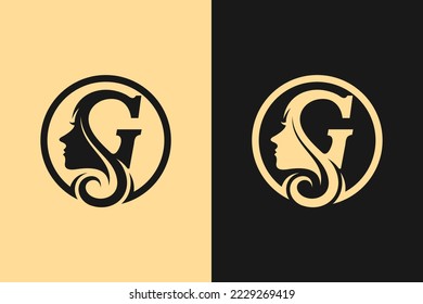 Girl logo with letter G concept