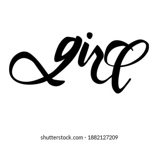Girl logo quote. Baby shower hand drawn modern brush calligraphy phrase. Simple vector text for cards, invitations, prints, posters, stickers. 