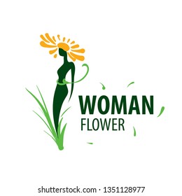 Girl logo in the shape of a flower. Vector illustration
