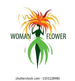Girl logo in the shape of a flower. Vector illustration