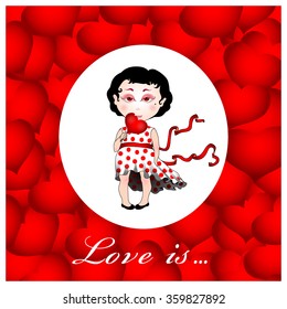 Girl with Lollipop. Happy Valentine's Day