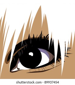 girl with long bangs (vector illustration poster)