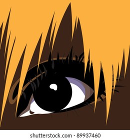 girl with long bangs (vector illustration poster)