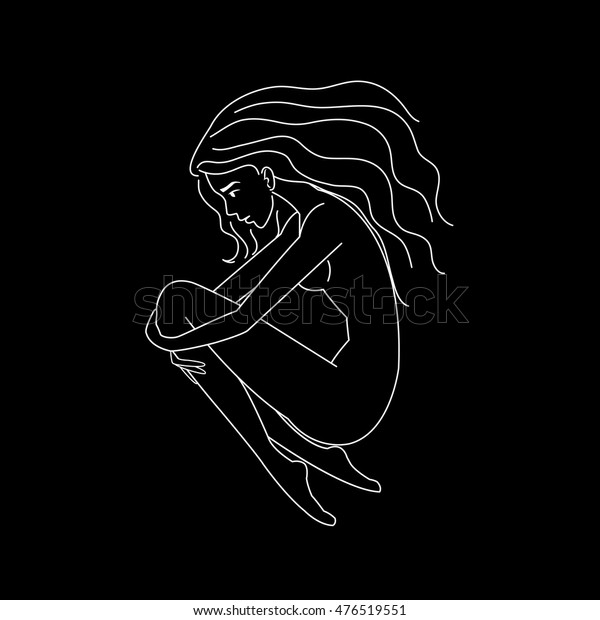 Girl Long Black Hair Lying On Stock Vector Royalty Free 476519551