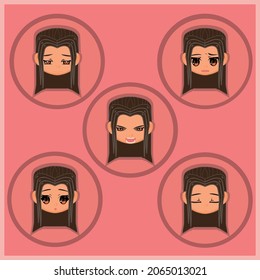 GIRL WITH LONG BROWN HAIR  NEGATIVE FACIAL EXPRESSIONS 